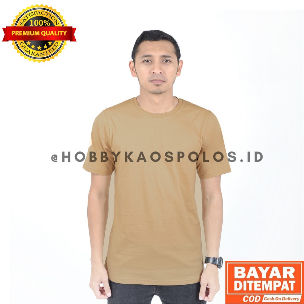 (BISA COD) Kaos Polos Lengan Pendek distro Cotton Combed 30s Coklat Susu Pria Wanita