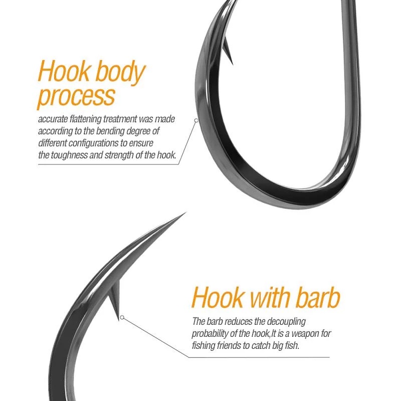 500Pcs/Box Circle Barb High Carbon Steel Silver Fish Hook  for Outdoor Wild Fishing Night Fishing