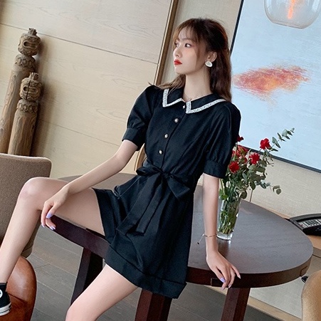 【Rozen】Korean Pearl Mini Solid Romper R100