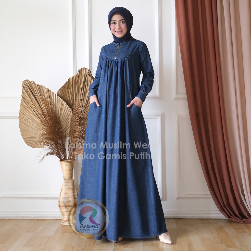 Raisma - Gamis Jeans Bahan Denim Lembut Model BabyDoll 2029