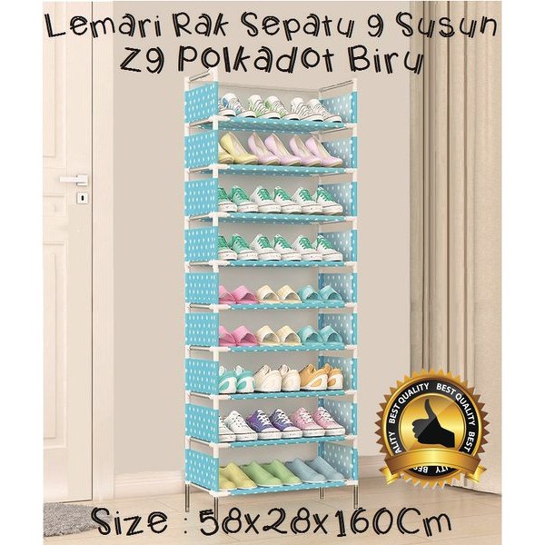 rumah_kita2020 Rak Sepatu Anti Debu 9 Layer Tebal Shoe Rack Portable Serbaguna Kotak Sepatu Portable Rak Sepatu Kain Ada Penutup Anti Debu Rak Serbaguna Tempat sandal tempat sendal