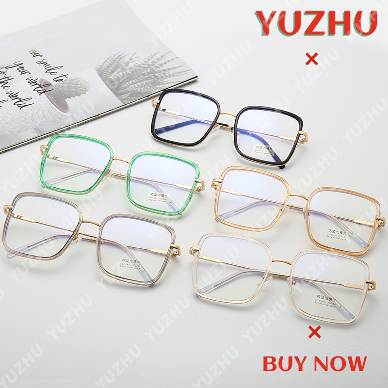 (YUZHU) TERSEDIA &amp; COD Oversized Frame Kacamata Anti Radiasi Wanita Transparent Frame Kacamata Korean Gaya Cewek