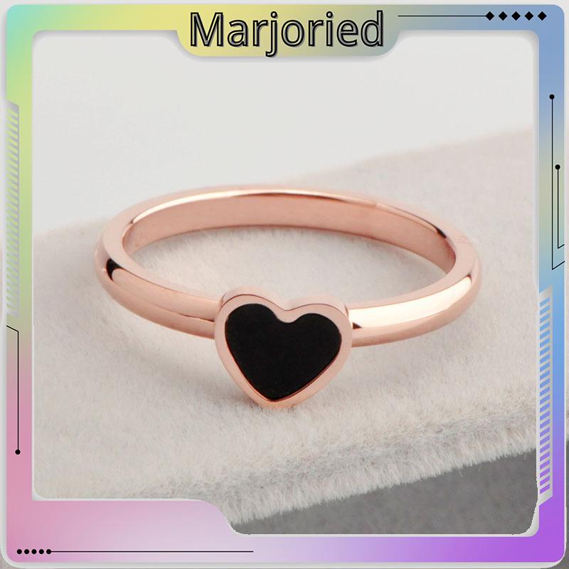 Korean Cinta Hati Cincin Titanium Lapisan Emas Model  Rose Gold-MJD