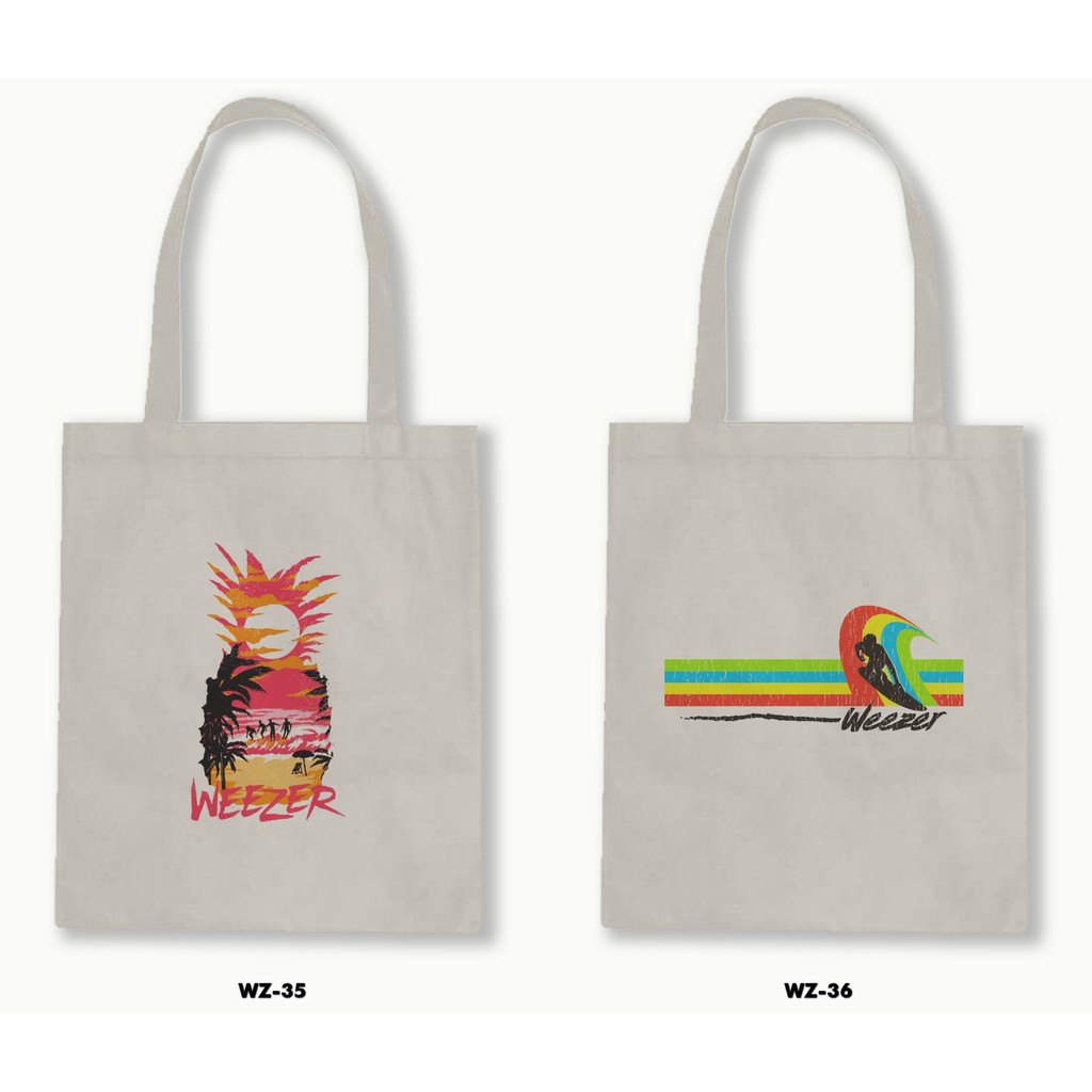 Tas Tote Bag Resleting Kanvas/Blacu  - Weezer .03
