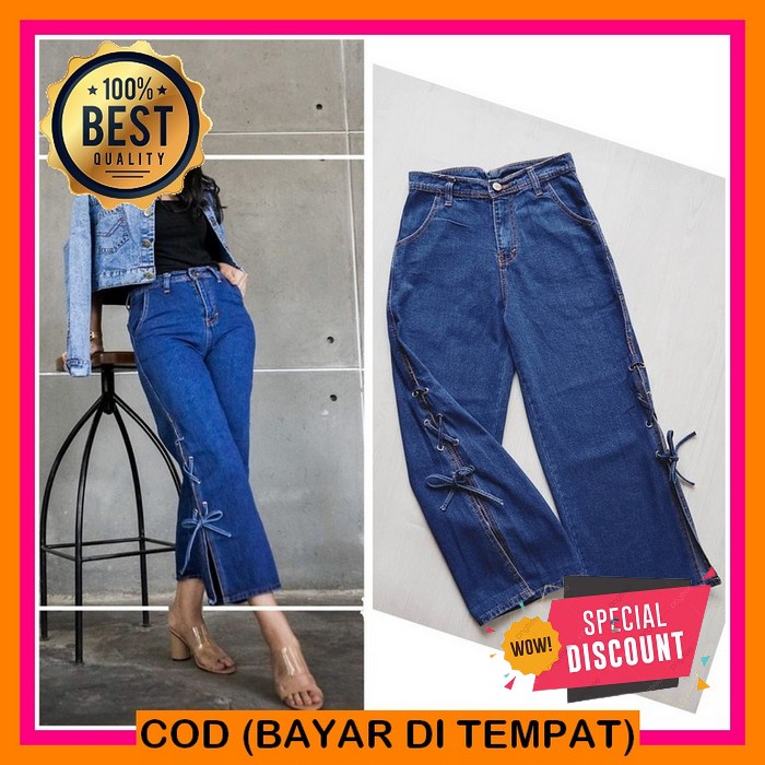 Celana Jeans Wanita Ripped Sobek Terbaru Korea Fashion VJ940 Kulot Boyfriend 724 Jeans W