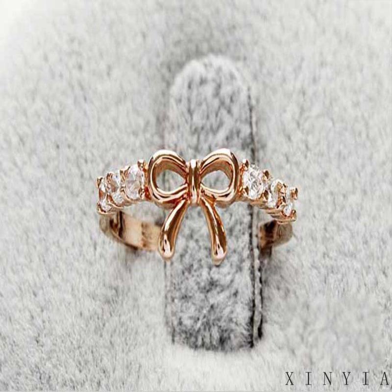 Xia.id Cincin Desain Pita Hias Berlian Gaya Simple Untuk Wanita