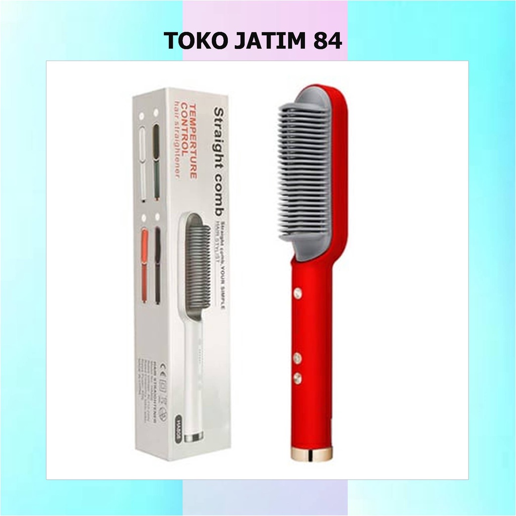 Catok Sisir Pelurus Rambut Hair Straightener Curler 2 in 1 catokan sisir listrik