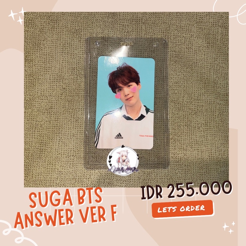 [READY PC SUGA ANSWER F] PHOTOCARD SUGA YOONGI BTS ANSWER LOVEYOURSELF VER F LOPE BTS TEAR DILAN BUT