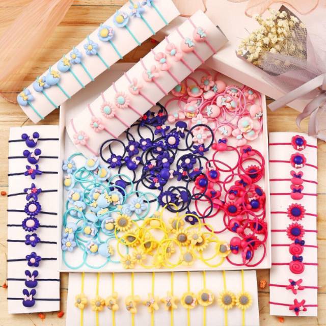 30/100Pcs Ikat Karet Rambut Colorful Gelang Wanita Anak Ponytail Aksesoris Rambut Hiasan Kepala