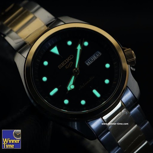 Seiko 5 Sports SRPE60K1 Automatic Silver Gold - Jam Tangan Pria SRPE60 Black Dial