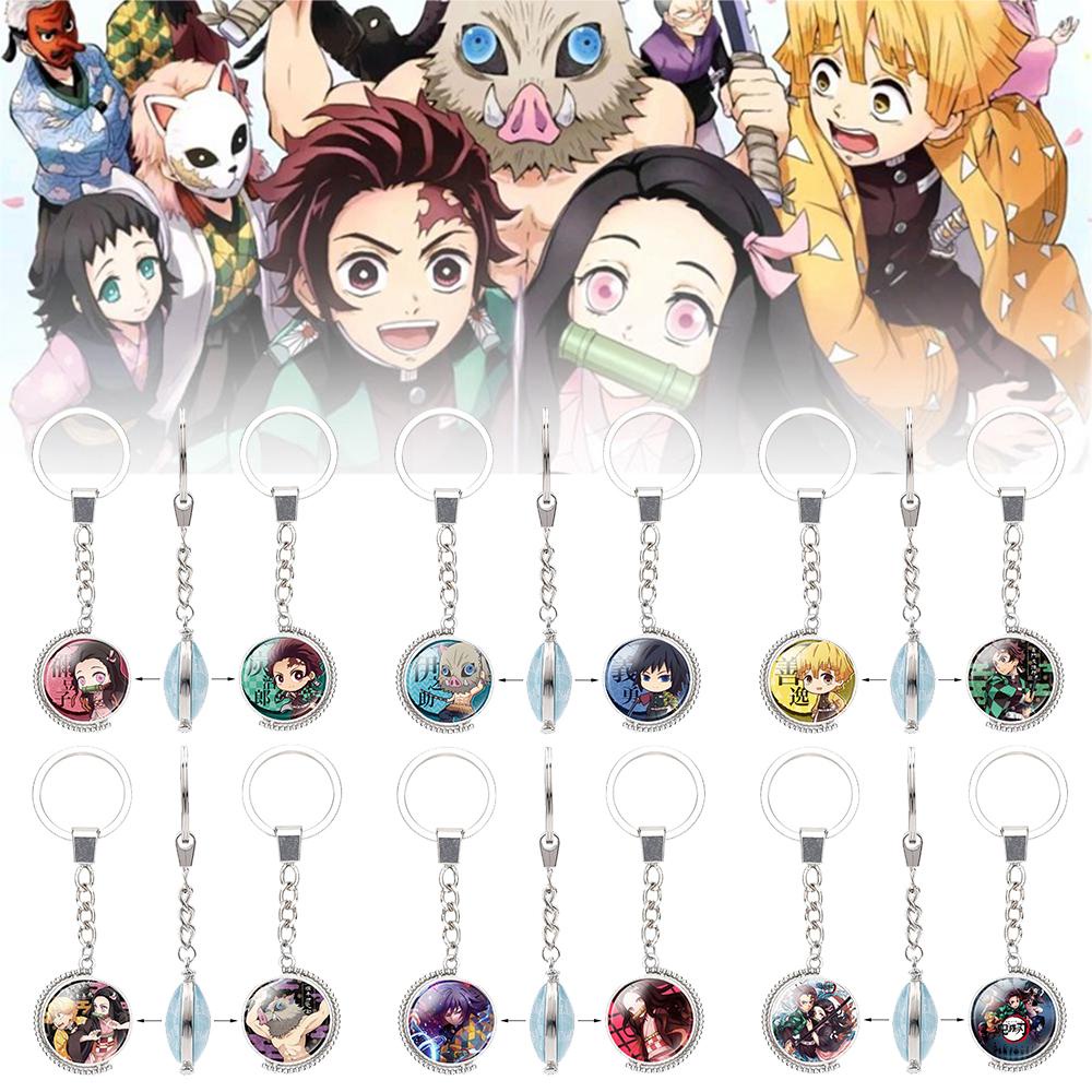 Lanfy Gantungan Kunci Anime Demon Slayer Inosuke Unisex Kamado Tanjirou Kyoujurou Giyuu Kamado Nezuko Cosplay Prop Keyring