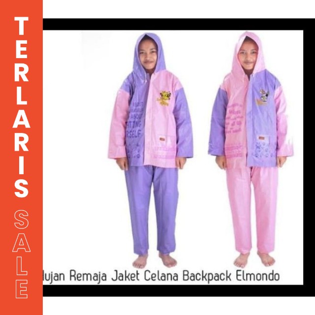 Jas Hujan Anak Laki-laki Perempuan Jaket Celana Setelan Backpack Anti Rembes Untuk SD - SMP Elmondo 606