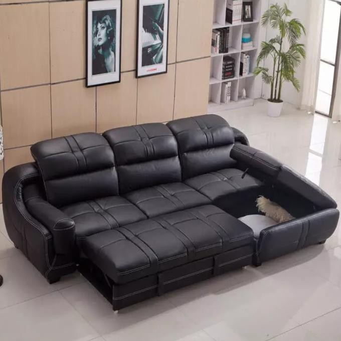 Sofa Minimalis / Sofa Minimalis Hitam / Sofa Murah Bergaransi Kulit - Abu-Abu Adikkakakmercyandha