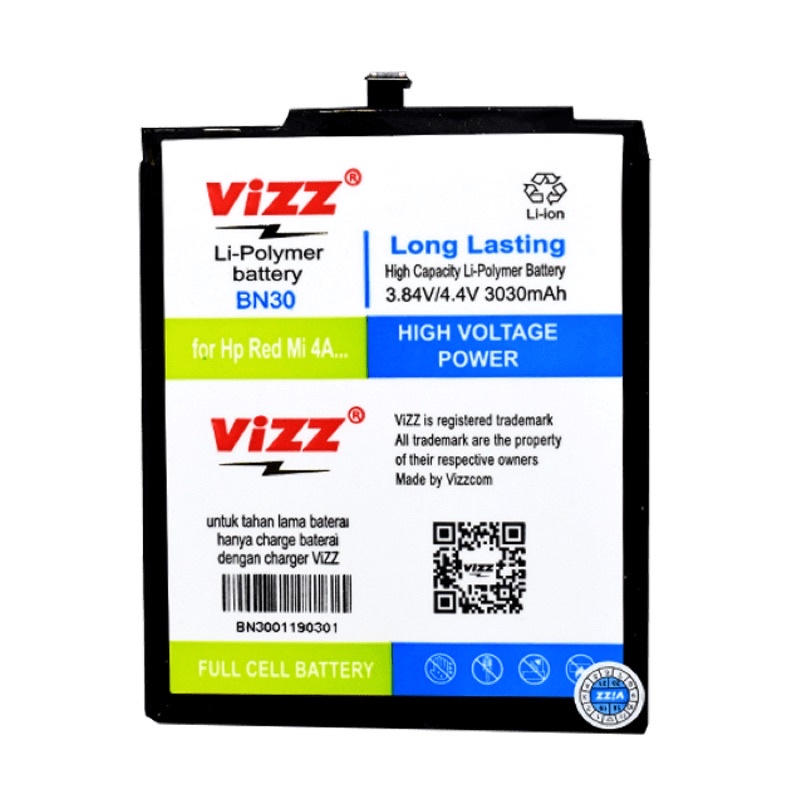 Baterai batrai batu batre doble power Vizz Xiaomi Redmi 4A BN30 ORIGINAL VIZZ