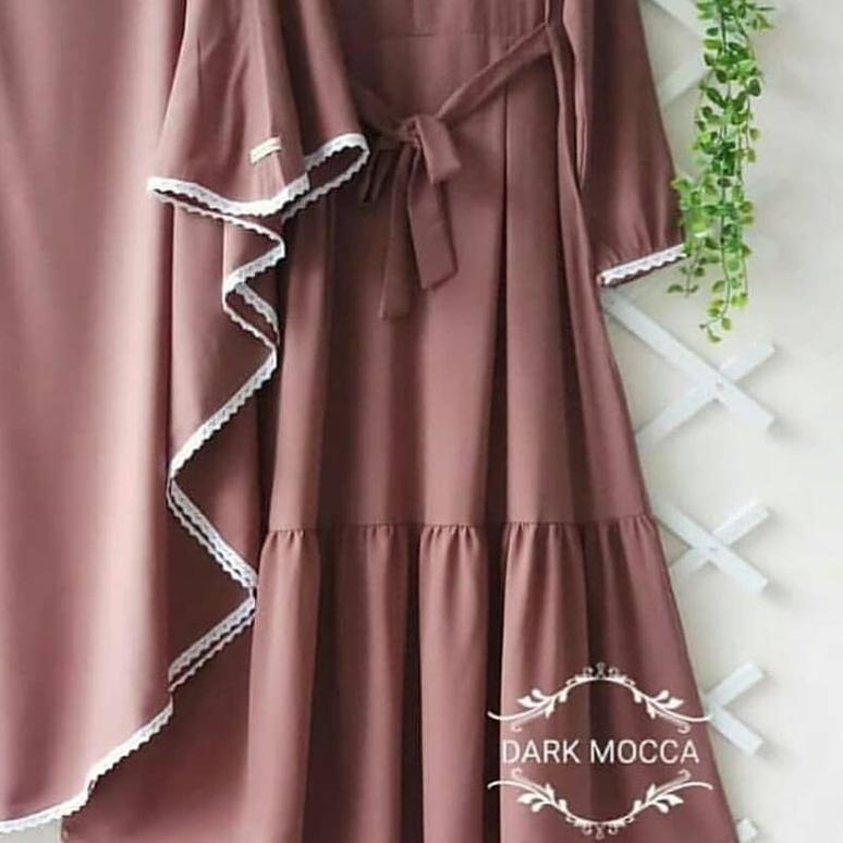 ◄ PROMO - Nabila Syari Gamis Set Khimar Muslim Wanita Crepe Aksen Renda Premium ☚