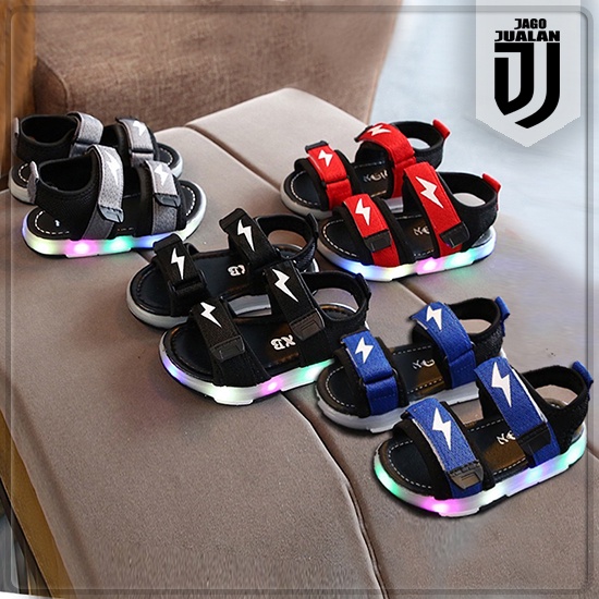 Sandal Gunung Perekat Lampu LED Anak usia 1 2 3 4 5 6 tahun / Sandal Sepatu Anak Balita Cowok Cewek 