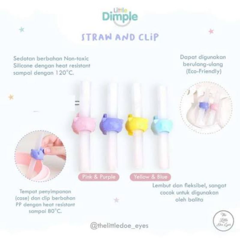 Little Dimple Straw Silicone Clip Baby - Sedotan Minum Silikon Bayi &amp; Anak