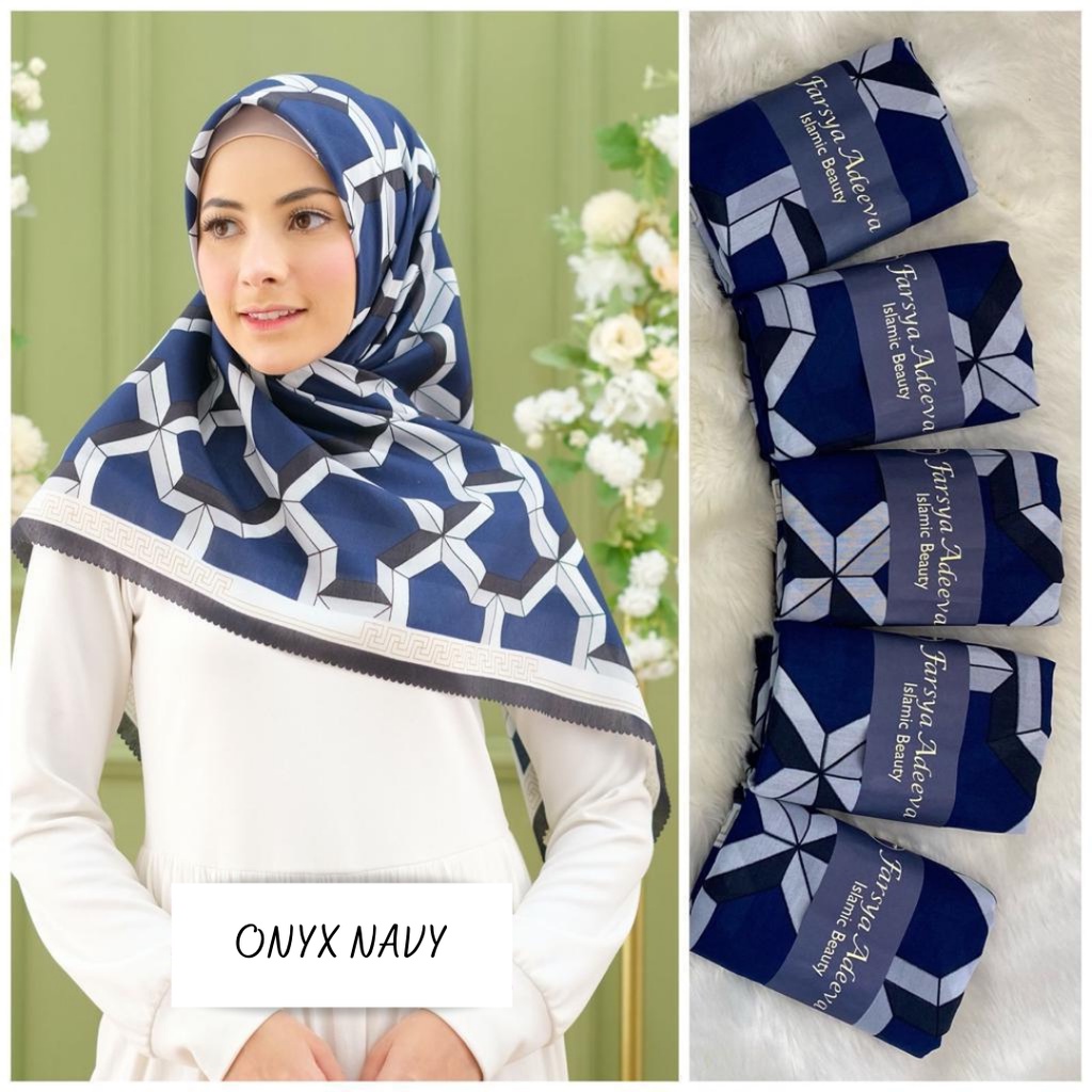 COD PROMO DENAY KW HIJAB SEGIEMPAT VOAL MOTIF / JILBAB DEENAY KW MOTIF TERMURAH-ONYX NAVY