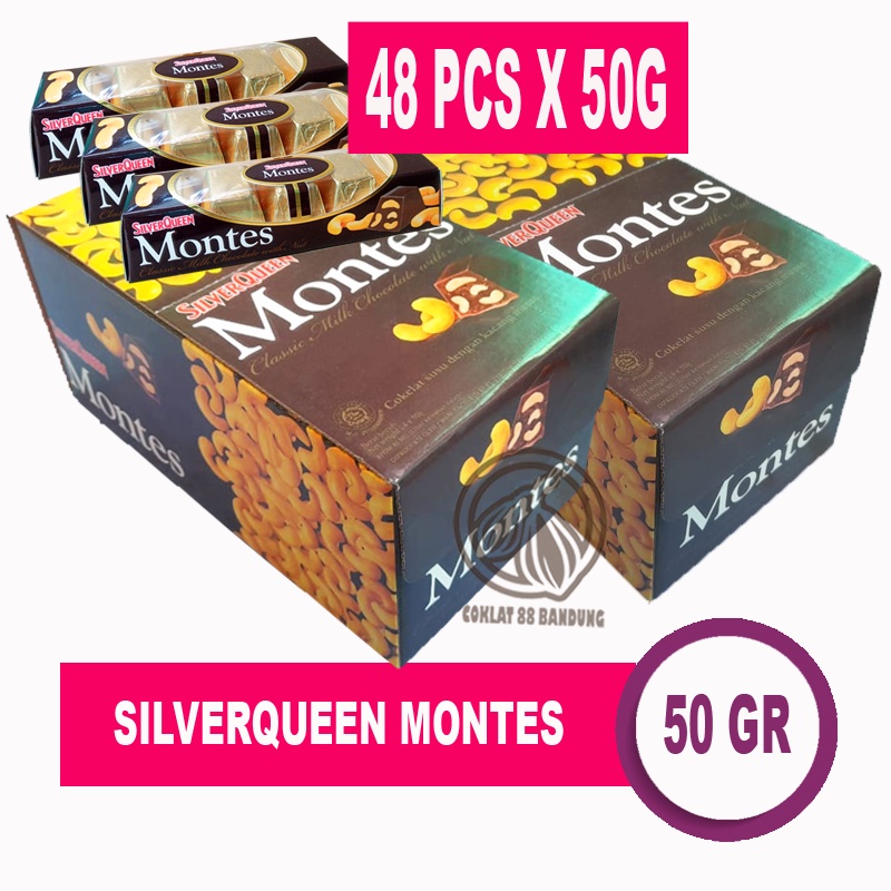 

SILVERQUEEN MONTES 50GR 48 PCS 2 BOX COKELAT, SILVERQUEEN MONTES 50 GR 2 X 1 BOX X 24 PCS, SILVER QUEEN MONTES 50 GR 2 DUS 48 PCS X 50G