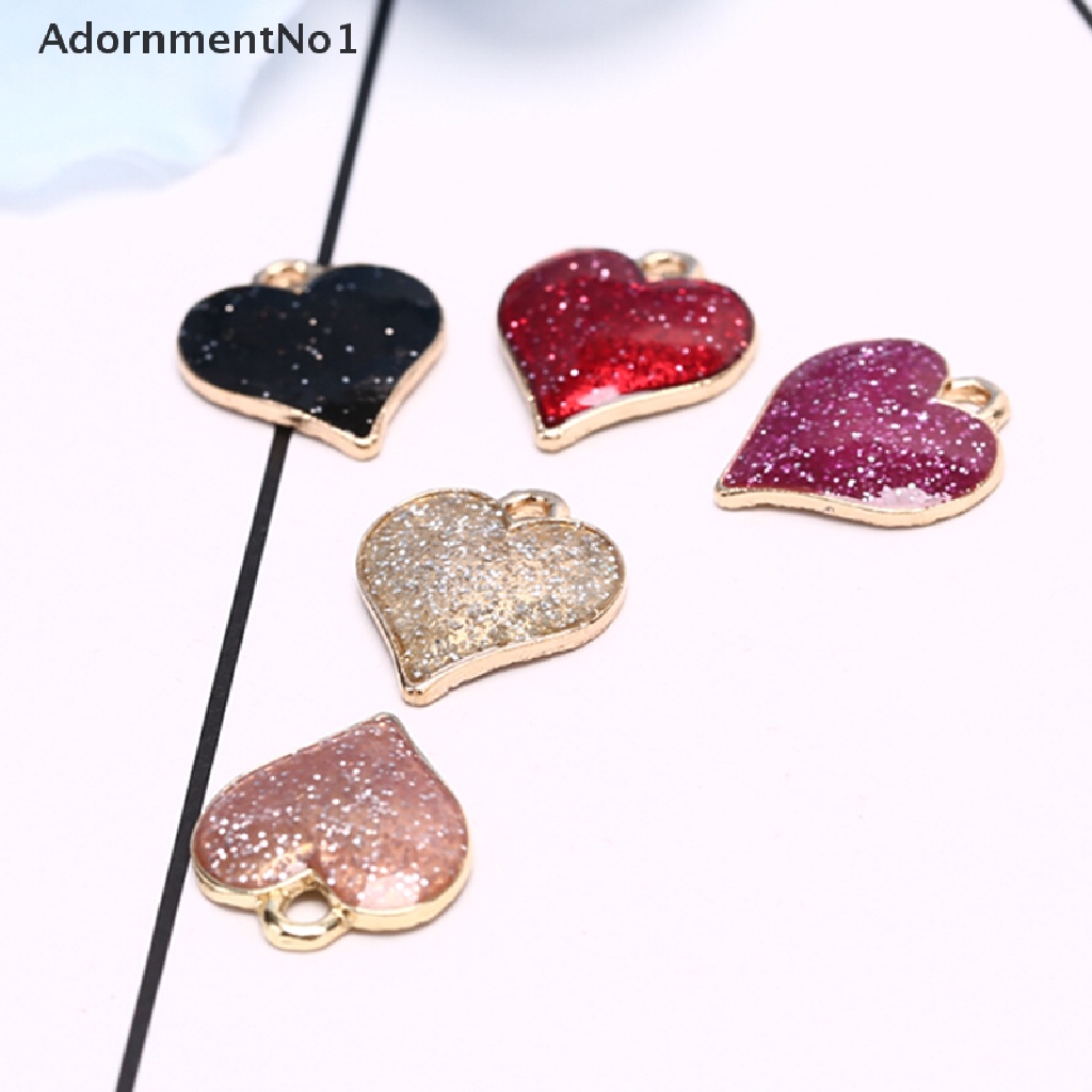 (AdornmentNo1) 10pcs / Set Liontin Hati Enamel Bahan Alloy Handmade DIY Untuk Wanita