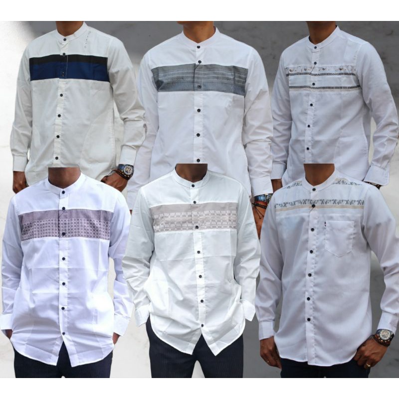 Kemeja koko kemeja shanghai putih muslim kinaro original