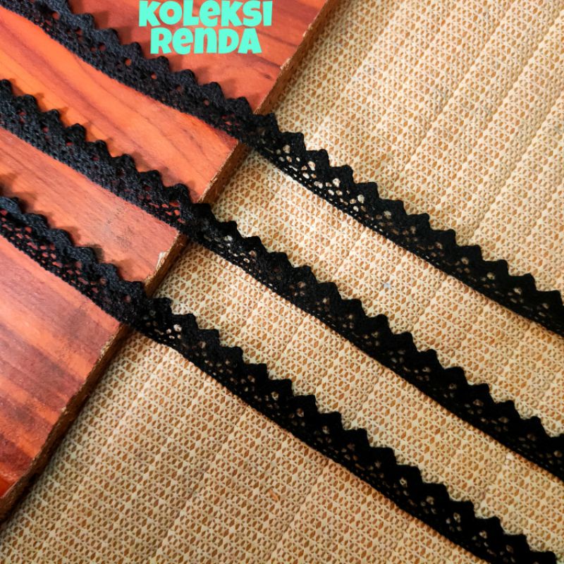 Renda rajut hitam, renda kait hitam isi 200yard