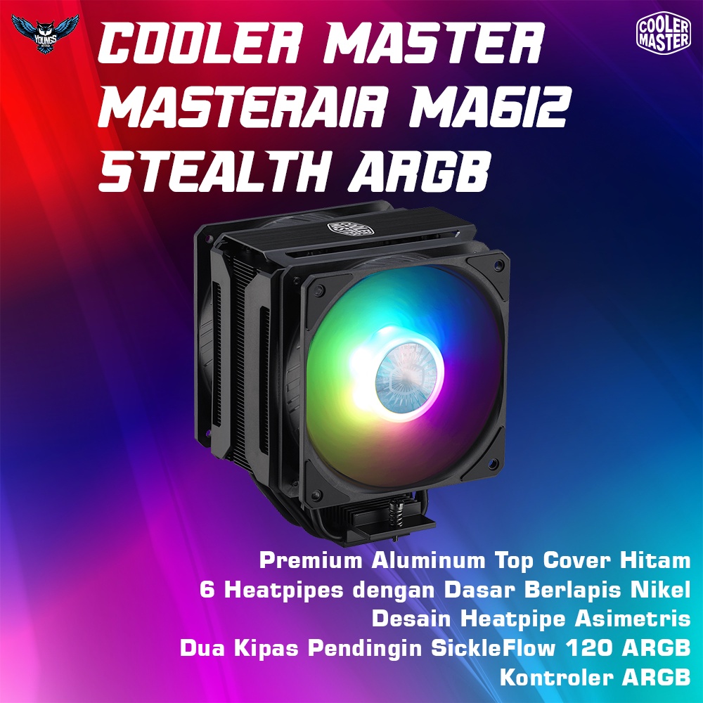 Cooler Master MASTERAIR MA612 STEALTH ARGB | CPU Cooler Heatsink Fan