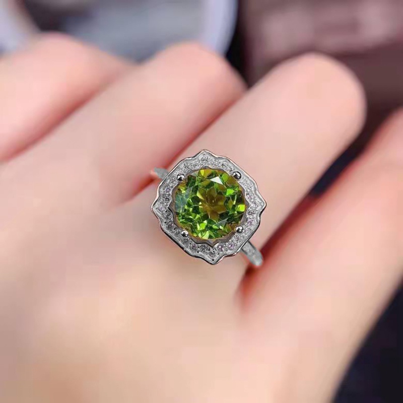 Cincin Wanita Desain Unik Hias Zircon AAA Bulat Warna Hijau Untuk Pernikahanpertunangan