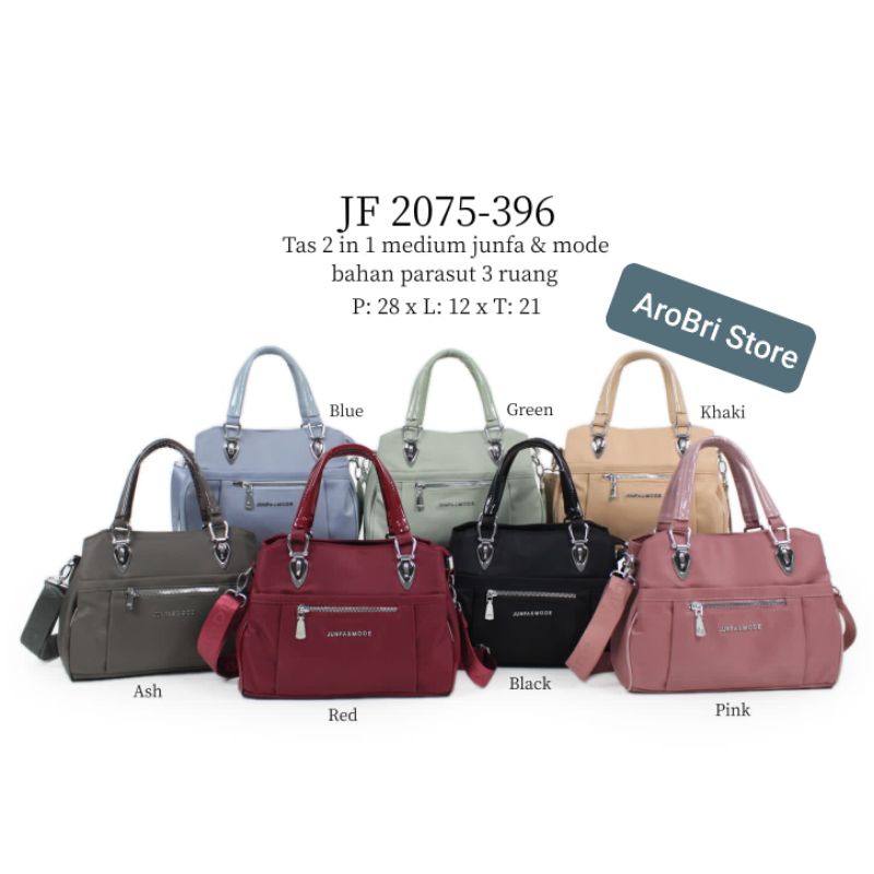 Tas 2in1 bahu selempang JF 2075 -396 merk junfa & mode 3 ruang bahan parasut list bahan gilap