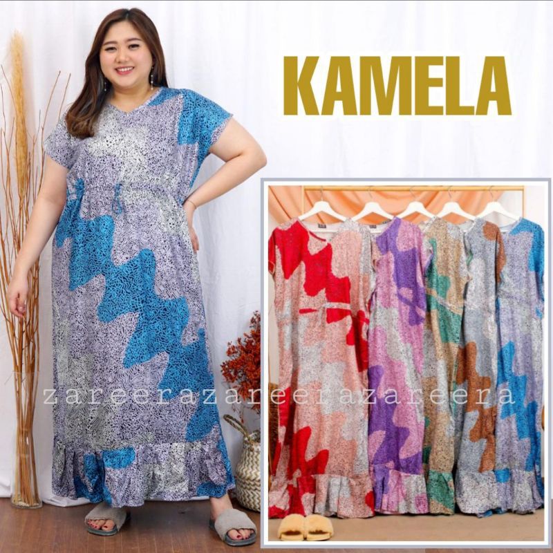 DASTER WRAPDRESS RUFFLE SERUT JUMBO KAMELA/DRESS PANJANG REMPEL SUPER JUMBO/DASTER KERUT TALI PINGGA