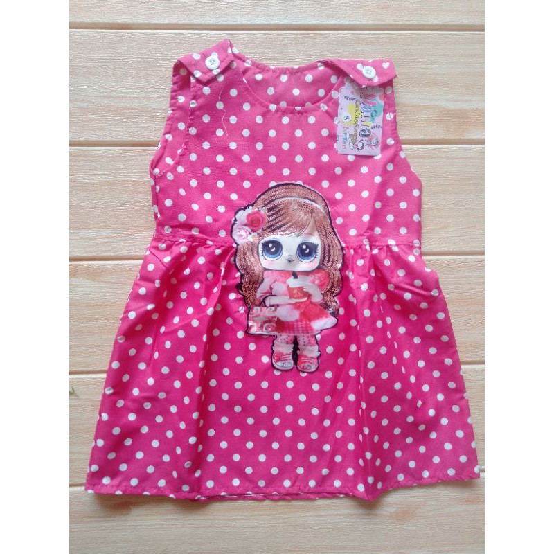 Dress Kancing LED USIA 2-5 TAHUN (PILIH WARNA)