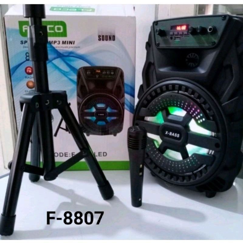 Speaker Bluetooth Fleco 8,5Inchi F8805/8806/8807 Bonus stand/Salon Aktif Wireless Multimedia Radio