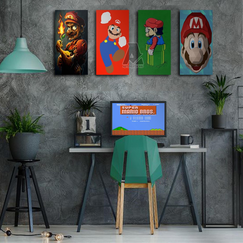 SUPER MARIO Hiasan dinding GAME Hiasan Kamar Poster Kayu Pajangan Rumah/ dekorasi dinding  Walldecor