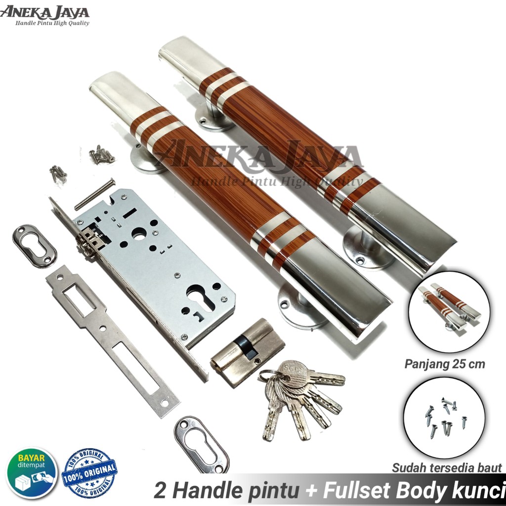 Satu set kunci 2 handle pintu rumah 25 cm murah tarikan pintu stainless gagang pintu rumah terbaru