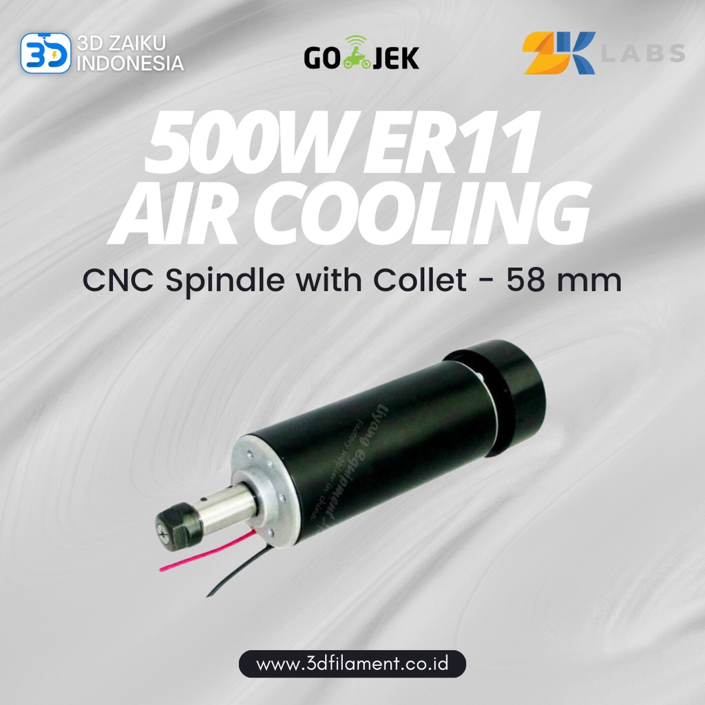 Zaiku CNC Spindle Motor 500W ER11 58 mm Air Cooling with Collet