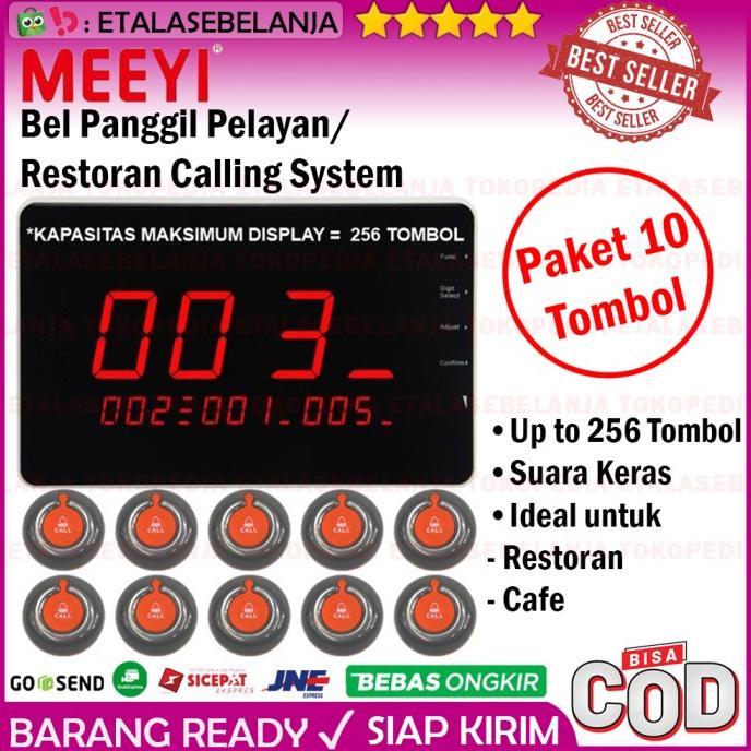 Bel Meja Restoran 1 Display dan 10 Call Button - MEEYI Y-G10-C x Y-V1