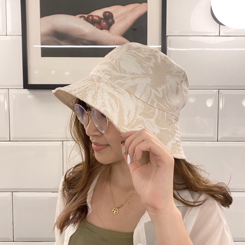 NOTTE - Reversible Bucket Hat Nude Flower Pattern