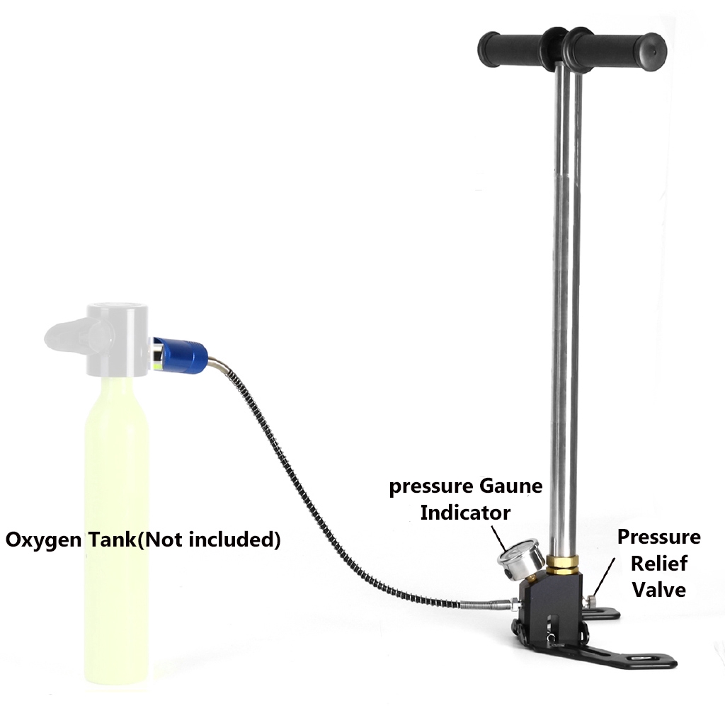 Tungsten Steel 3 Stage High Pressure Hand Pump Dapat PSI Stainless Steel PCP Air Gas Filling Pump