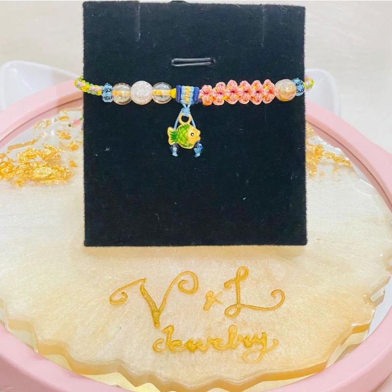 Charm Ikan Gelang Tali Variasi Emas asli 24K Emas Import 999% Gelang Rajut Gelang Emas Asli Import