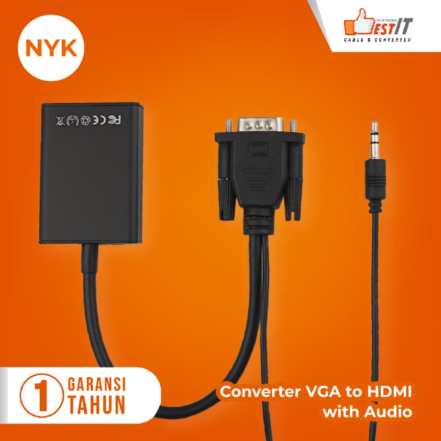 VGA + Audio to HDMI Converter - Cable VGA Male to HDMI Female With Audio High Quality