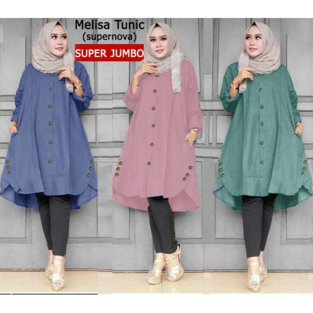 melisa tunic super jumbo XXXL, tunik, tunic, tunik jumbo, tunik muslim, tunik polos, tunik lebaran