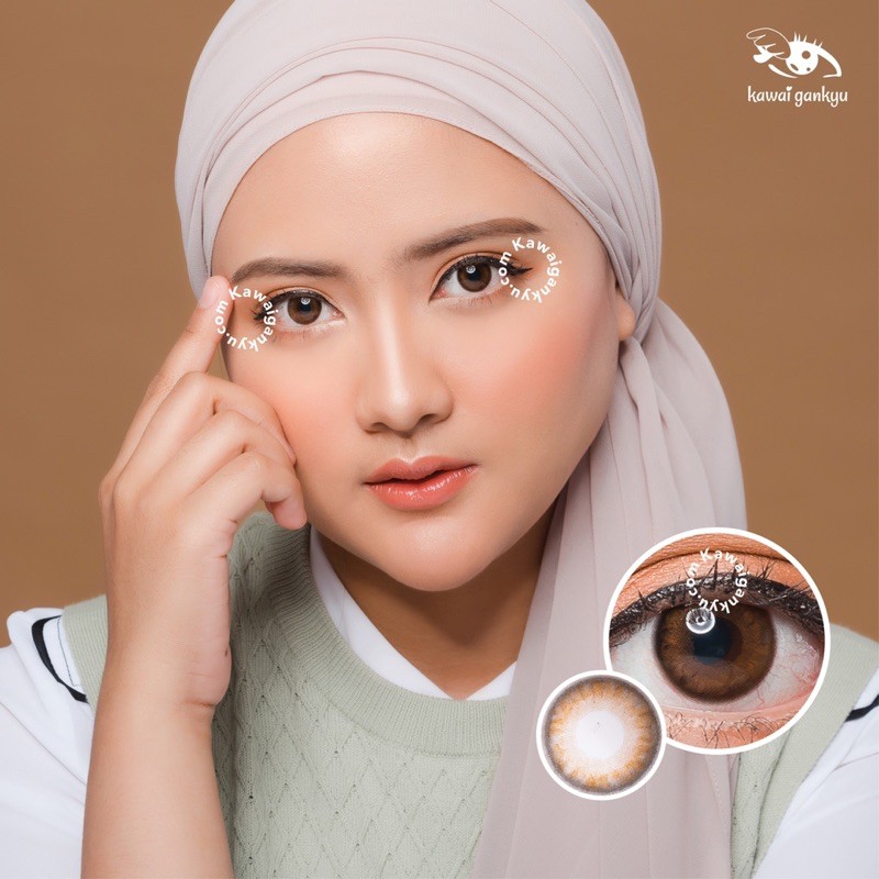 KawaiGankyu Softlens - Kitty Kelly Brown (1botol)