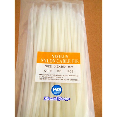 KABEL TIES PANJANG 25cm / SIZE 3,6X250MM PUTIH / NYLON CABLE TIE 100pc