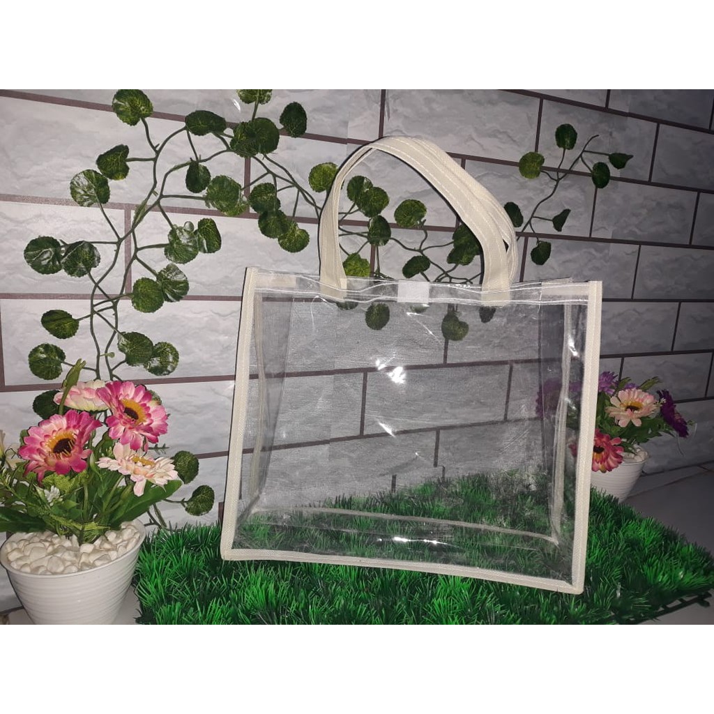 TAS MIKA POLOS TRANSPARAN / SOUVENIR MIKA POLOS KOMBINASI LIST WARNA