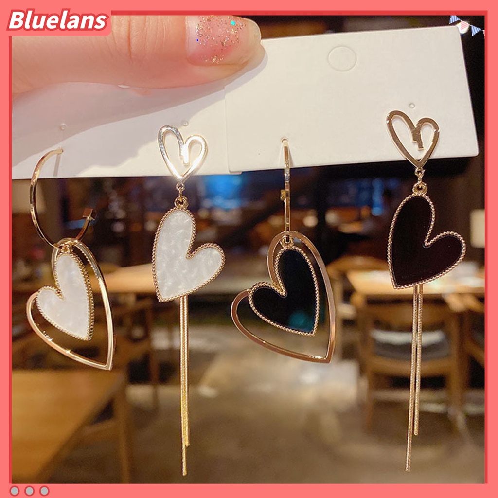 1 Pasang Anting Stud Panjang Asimetris Anti Karat Untuk Wanita