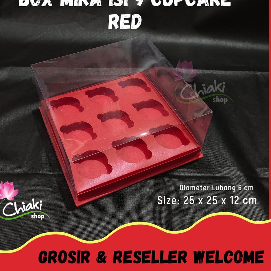 

Ω Box Cupcake isi 9 MERAH 25 x 25 x 12 Kotak Mika Donat Dus Kue Kardus RED Muffin Cake Pudding Karton ✩