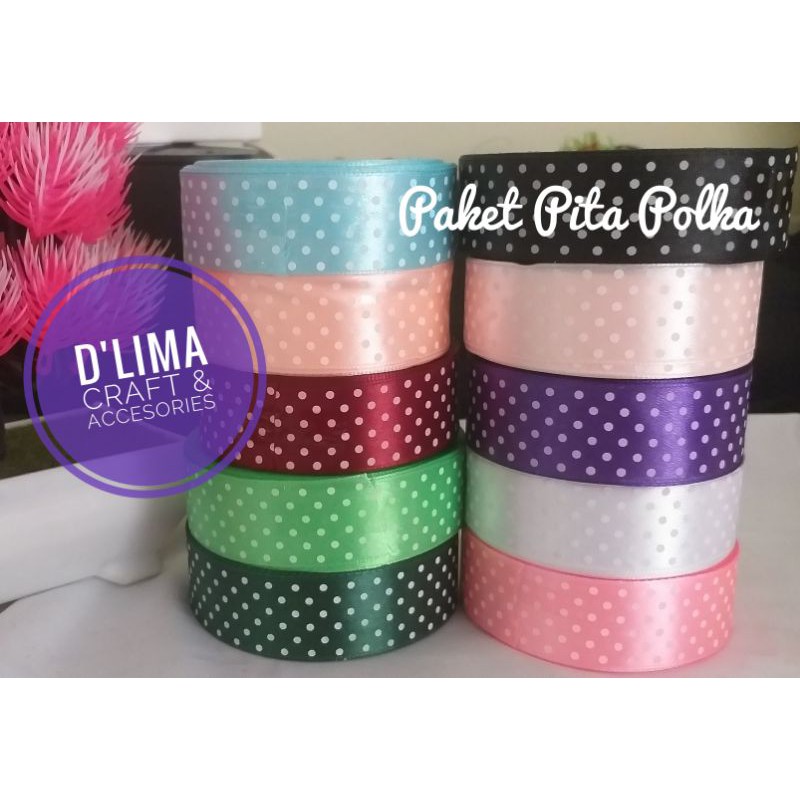 Paket Pita Satin 2,5cm | Pita Satin Murah grosir/ecer | Satin Ribbon | Pita Import | Pita Satin roll