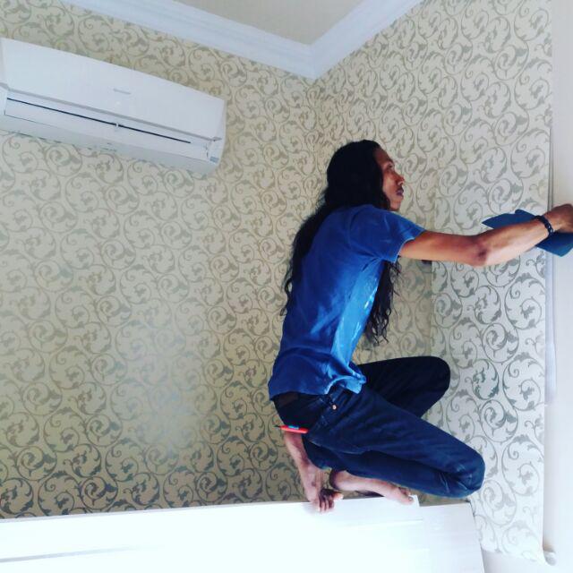 V013ls Wallpaper Sticker Ku Vintage Silver - Wallpaper Dinding