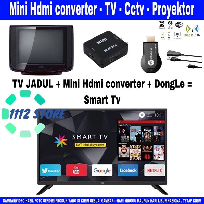 Mini converter - mini Hdmi Hd Tv - Hdmi Proyektor - Hdmi CCTV
