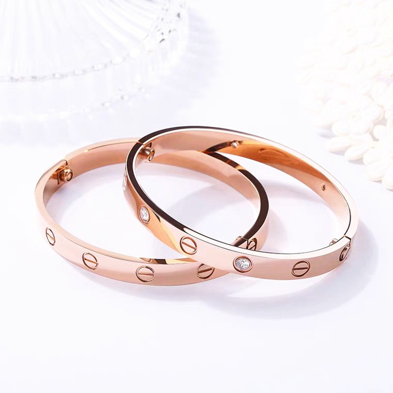 Gelang Tangan Wanita Hias Berlian Premium Titanium Lapis Emas 18k ANTI KARAT Bangle Korea Hadiah